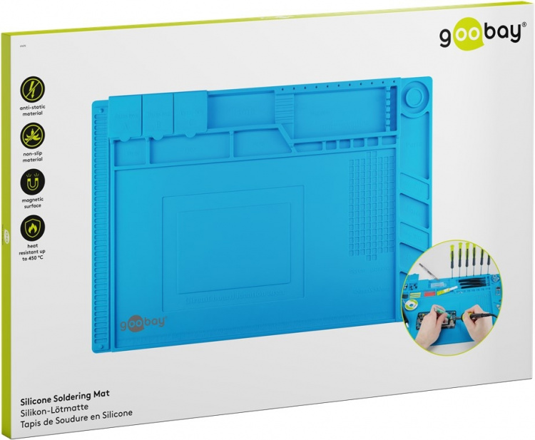 Goobay Silikonlödmatta flexibel arbetsunderlägg för säker lödning, reparation och pyssel