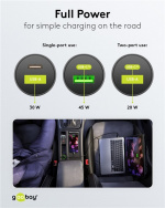 Goobay Dubbel USB-billadare USB-C™ PD (Power Delivery) (45 W) 45 W (12/24 V), lämplig för enheter med USB-C™ (Power Delivery), t.ex. iPhone 12 Goobay Dubbel USB-billadare USB-C™ PD (Power Delivery) (45 W) 45 W (12/24 V), lämplig för enheter med USB-C™ (Power Delivery), t.ex. iPhone 12