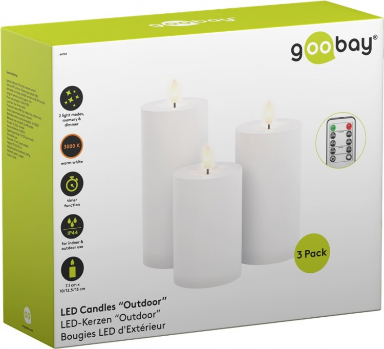 Goobay Set med 3 LED-ljus  Goobay Set med 3 LED-ljus