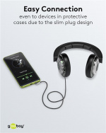 Goobay Ljudanslutningskabel AUX, 3,5 mm stereo, 90°, 0,5 m, Sharkskin Grey Pawl 3,5 mm plugg (3-stift, Stereo) > Pawl 3,5 mm plugg (3-stift, stereo) 90 °