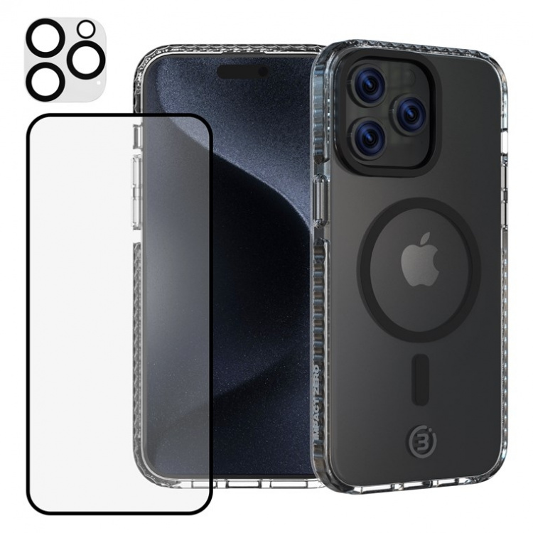 Impact Zero mobilskal 3in1-set kompatibel med Apple iPhone 15 Pro, transparent