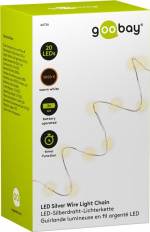 Goobay Ljusslinga med silvertråd och 20 LED-lampor, inkl. timer stämningsfull ljusdekoration för inomhusbruk