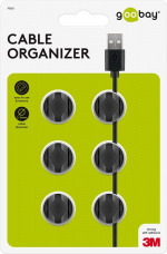 Goobay Kabelhantering 2 urtag, svart 6-pack för att ordna och fästa, avtagbar