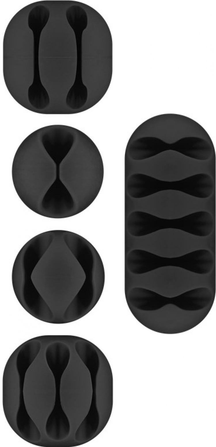 Goobay Kabelhanteringssats, svart 5-pack för att ordna och fästa, avtagbar