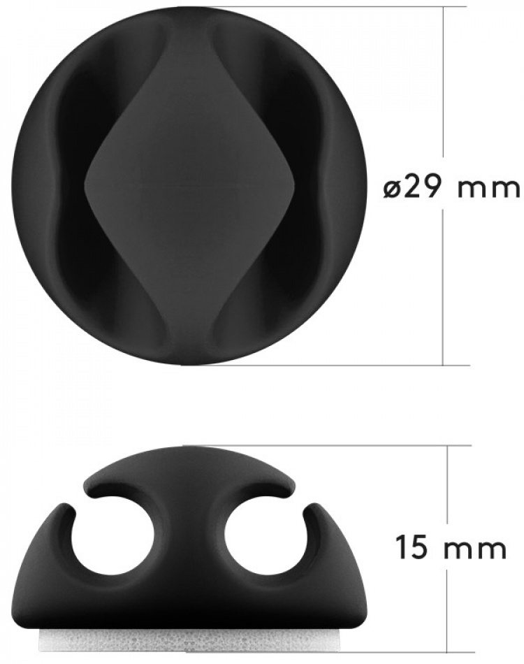 Goobay Kabelhanteringssats, svart 5-pack för att ordna och fästa, avtagbar