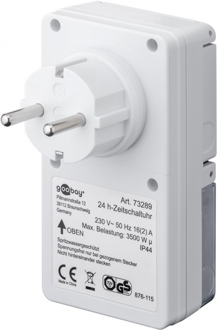 Goobay Analog timer IP44 Lättmanövrerad mekanisk timer för eluttaget