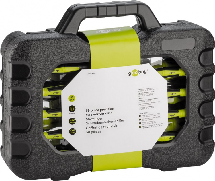 Goobay Skruvmejselbox med 58 delar verktygssats för all skruvning, montering och gör-det-själv-arbete