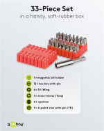 Fixpoint Bitssats, 33 delar bitsats för sladdlösa skruvmejslar och spärrnycklar