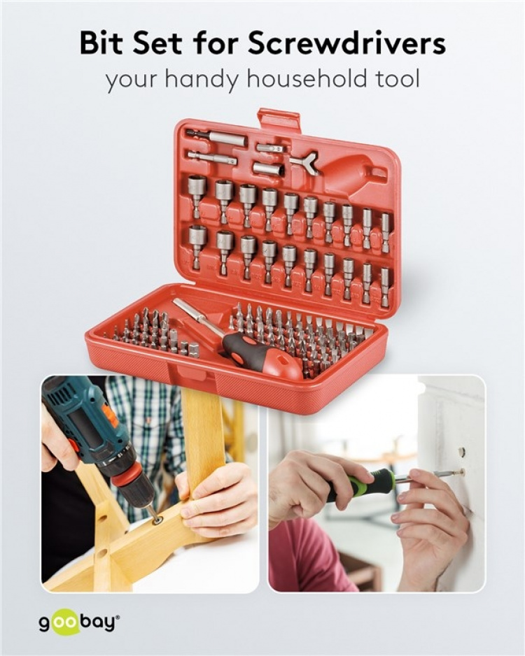 Fixpoint Bitssats, 113 delar bitsats för sladdlösa skruvmejslar och spärrnycklar