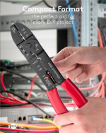 Fixpoint Crimptång för isolerade och oisolerade kabelskor multifunktionell tång för att krympa, klippa och avlägsna kablar samt för att förkorta skruvar