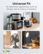 Goobay Skyddskontaktkabel vinklad för montering, 1,5 m, svart stickkontakt med skyddsjord (typ F, CEE 7/7) > lösa kabeländar