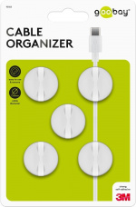 Goobay Kabelhantering 1 urtag, vit 5-pack för att ordna och fästa, avtagbar