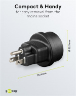 Goobay Nätadapter US, svart uttag med skyddsjord (typ F, CEE 7/3) > Amerikansk/japansk kontakt (typ B, NEMA 5-15, 3-polig) Goobay Nätadapter US, svart uttag med skyddsjord (typ F, CEE 7/3) > Amerikansk/japansk kontakt (typ B, NEMA 5-15, 3-polig)