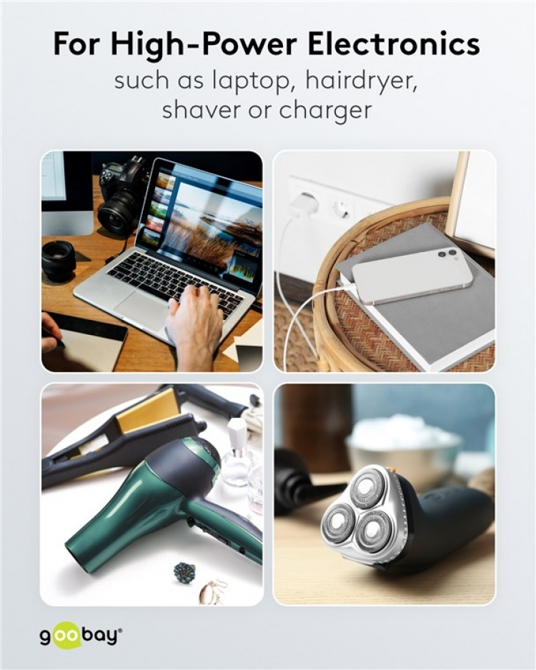 Goobay Nätadapter US, svart uttag med skyddsjord (typ F, CEE 7/3) > Amerikansk/japansk kontakt (typ B, NEMA 5-15, 3-polig) Goobay Nätadapter US, svart uttag med skyddsjord (typ F, CEE 7/3) > Amerikansk/japansk kontakt (typ B, NEMA 5-15, 3-polig)