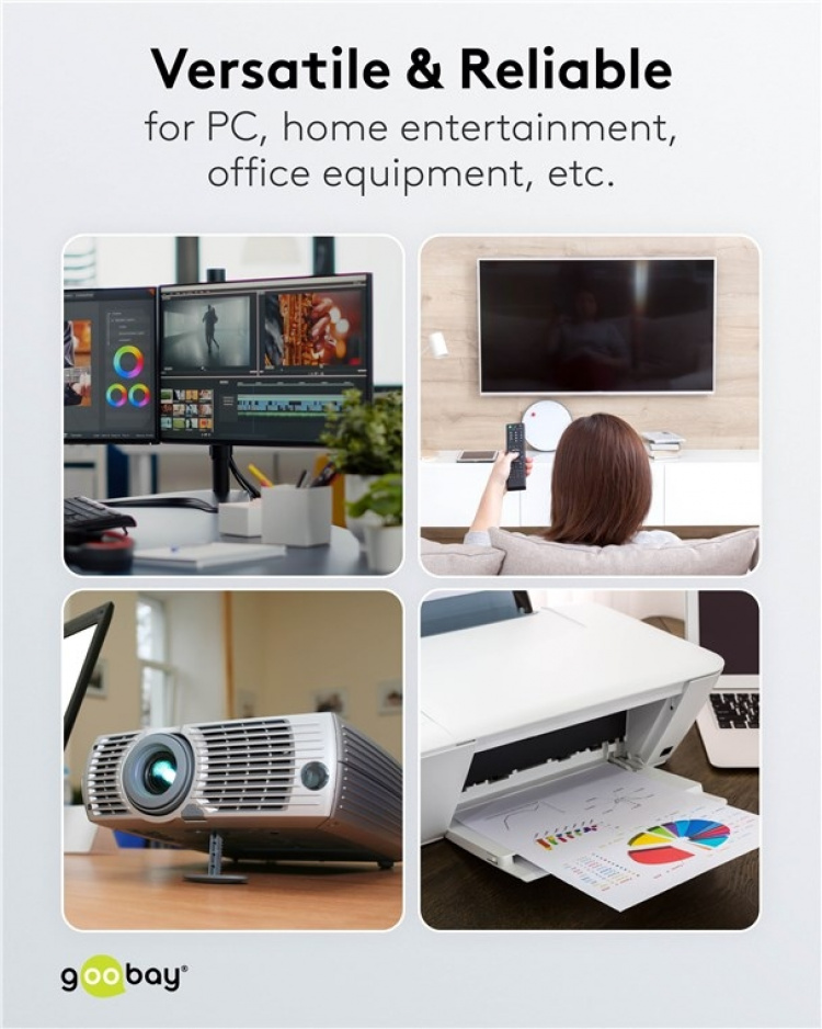 Goobay Vinklad anslutningskabel med C13-uttag, 2,5 m, vit stickkontakt med skyddsjord (typ F, CEE 7/7) > uttag C13