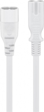 Goobay Förlängningskabel C7/C8, 2 m, vit Enhetsplugg C8 > Enhetsuttag C7