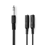 Nedis Stereo Audio kabel | 6.35 mm Hanstik | 2x 6.35 mm Hunstik | Nikkelplateret | 0.20 m | Runde | Box