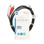 Nedis Stereo Audio kabel | 3.5 mm Hanstik | 2x RCA Hanstik | Nikkelplateret | 1.50 m | Runde | Sort | Label