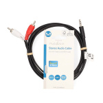 Nedis Stereo Audio kabel | 3.5 mm Hanstik | 2x RCA Hanstik | Nikkelplateret | 2.00 m | Runde | Sort | Label