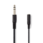 Nedis Stereo Audio kabel | 6.35 mm Hanstik | 6.35 mm Hunstik | Nikkelplateret | 5.00 m | Runde | Label