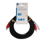 Nedis Stereo Audio kabel | 2x RCA Hanstik | 2x RCA Hanstik | Nikkelplateret | 10.0 m | Runde | Hvid / Rød | Label