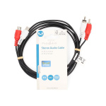 Nedis Stereo Audio kabel | 2x RCA Hanstik | 2x RCA Hun | Nikkelplateret | 2.00 m | Runde | Sort | Label