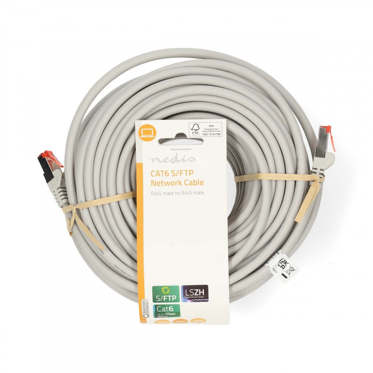 Nedis Kat 6 kabel | RJ45 Han | RJ45 Han | S/FTP | 30.0 m | Runde | LSZH | Grå | Label