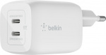 Belkin Boost Charge Pro Dual Port USB-C GaN 65 W PD 3.0 -verkkovirtalaturi, valkoinen