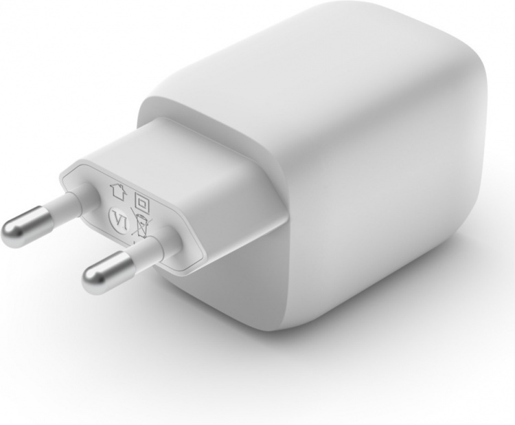 Belkin Boost Charge Pro Dual Port USB-C GaN 65 W PD 3.0 -verkkovirtalaturi, valkoinen