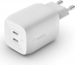 Belkin Boost Charge Pro Dual Port USB-C GaN 65 W PD 3.0 -verkkovirtalaturi, valkoinen