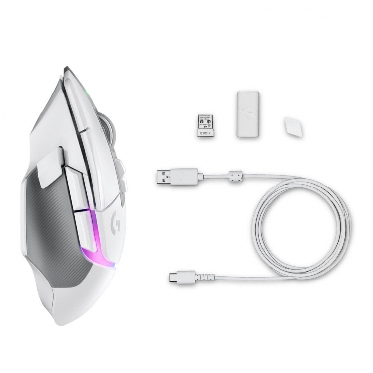 Logitech G502 X Plus Wireless Gaming Mouse, White/Premium