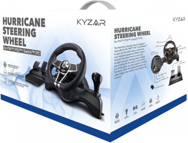 Kyzar Hurricane PlayStation Racing Ratt & Pedal-set, PS4 / PS3 / PC