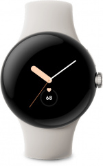 Google Pixel Watch WiFi -älykello, Polished Silver / Chalk