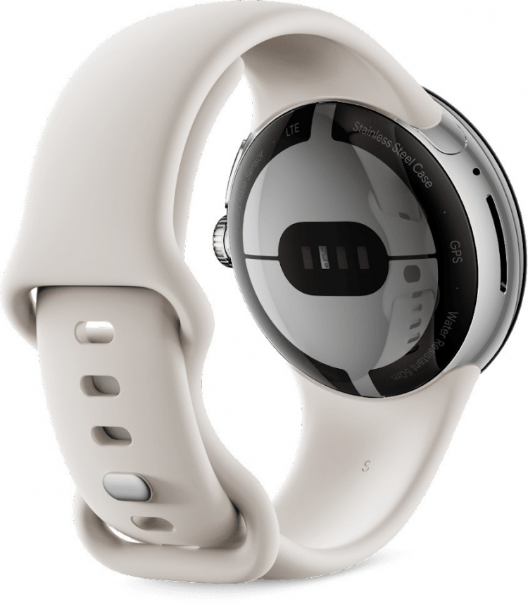 Google Pixel Watch WiFi -älykello, Polished Silver / Chalk