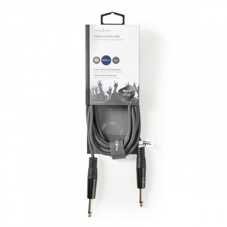 Nedis Mono Audio kabel | 6.35 mm Hanstik | 6.35 mm Hanstik | Nikkelplateret | 3.00 m | Runde | PVC