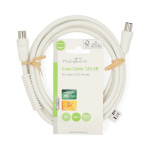 Nedis Coax Cable | IEC (Coax) Han | IEC (Coax) Hun | Nikkelplateret | 120 dB | 75 Ohm | Quad Skærmet | 2.00 m | Runde | PVC | Hvid | Label