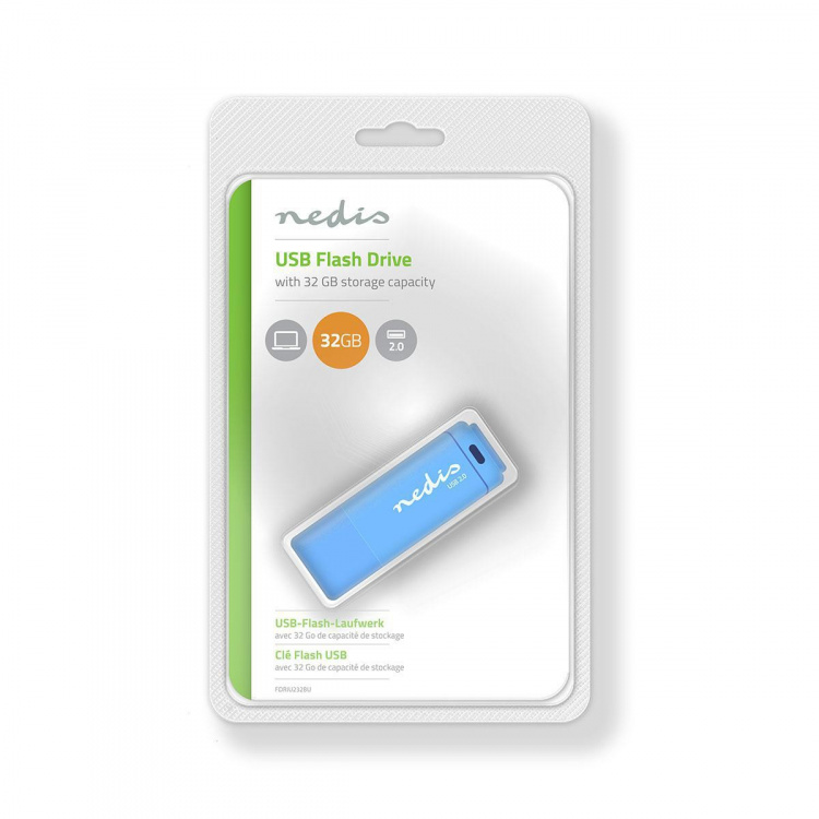 Nedis Flash Drev | 32 GB | USB Type-A | Læs hastighed: 12 MB/s | Skrivehastighed: 3 MB/s