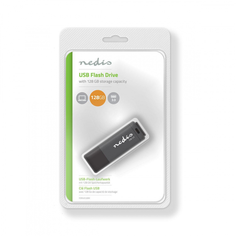 Nedis Flash Drev | 128 GB | USB Type-A | Læs hastighed: 80 MB/s | Skrivehastighed: 10 MB/s