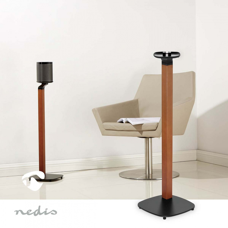 Nedis Speaker Mount | Kompatibel med: Sonos® One SL™ / Sonos® One™ / Sonos® PLAY:1™ | Stand | 10 kg | Fast | Metal / Træ | Brun / Sort