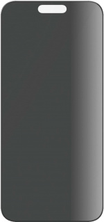 PanzerGlass Privacy Ultra Wide Fit -skärmskydd, iPhone 15 Pro Max, svart ram.