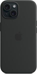 Apple iPhone 15 silikonfodral med MagSafe, svart