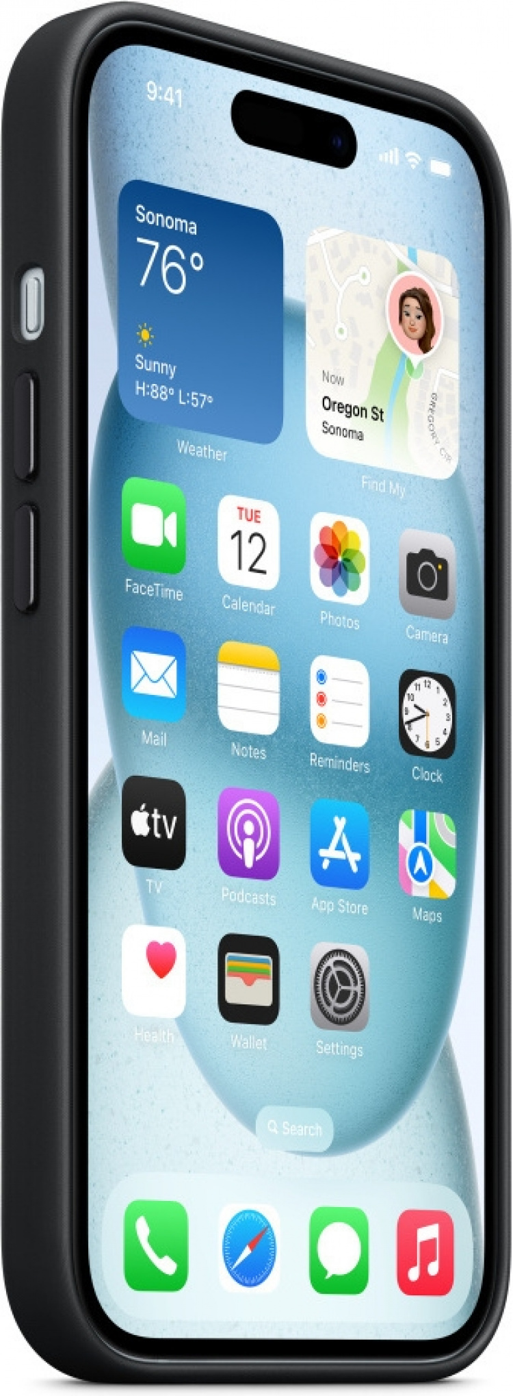 Apple iPhone 15 FineWoven fodral med MagSafe, svart Apple iPhone 15 FineWoven fodral med MagSafe, svart