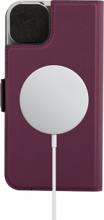 Wave BookCase -skyddshölje, MagSafe-kompatibel, iPhone 15 Plus, smoky sangria