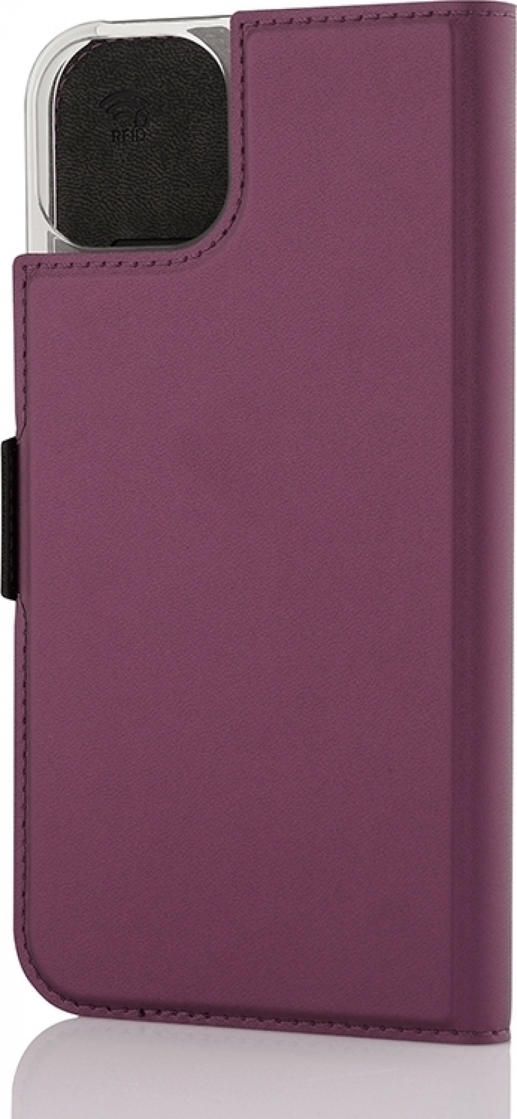 Wave BookCase -skyddshölje, MagSafe-kompatibel, iPhone 15 Plus, smoky sangria