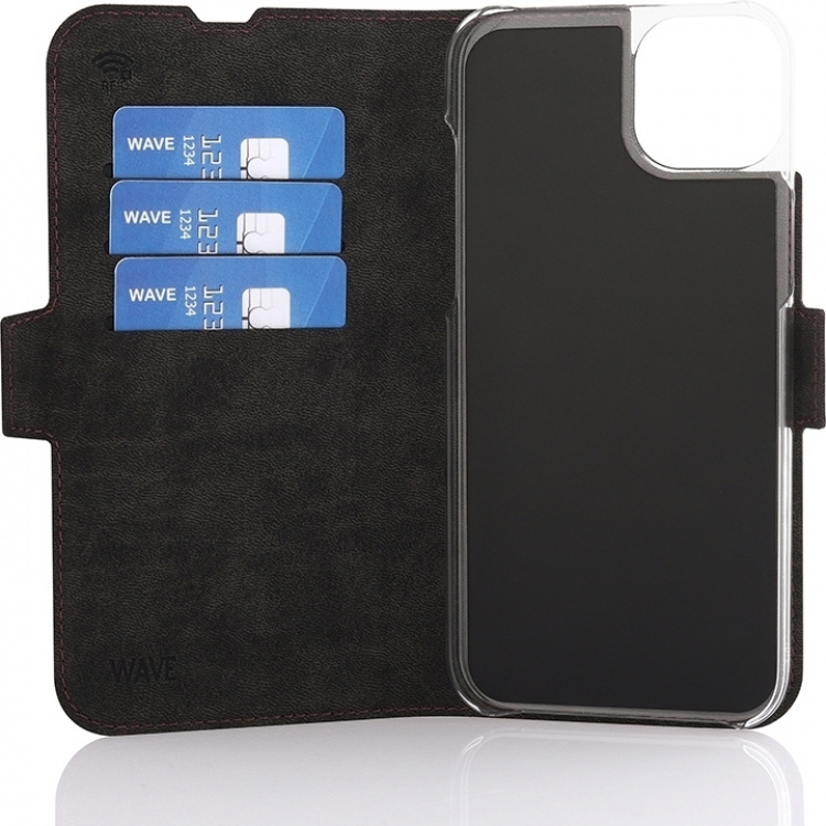 Wave BookCase -skyddshölje, MagSafe-kompatibel, iPhone 15 Plus, smoky sangria