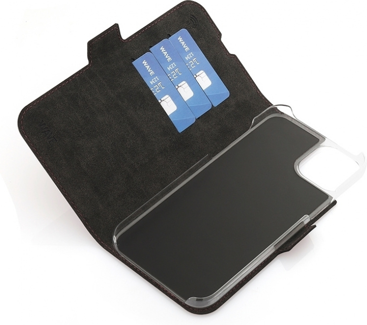 Wave BookCase -skyddshölje, MagSafe-kompatibel, iPhone 15 Plus, smoky sangria