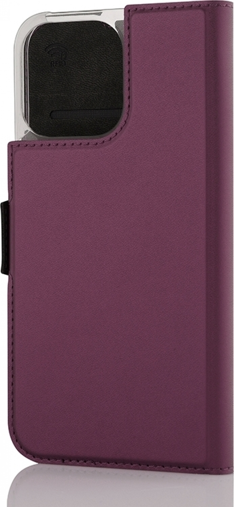 Wave BookCase -skyddshölje, MagSafe-kompatibel, iPhone 15 Pro Max, rökig sangria