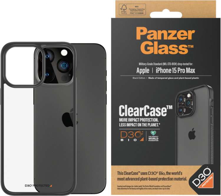 PanzerGlass ClearCase med D3O -skyddsfodral, iPhone 15 Pro Max