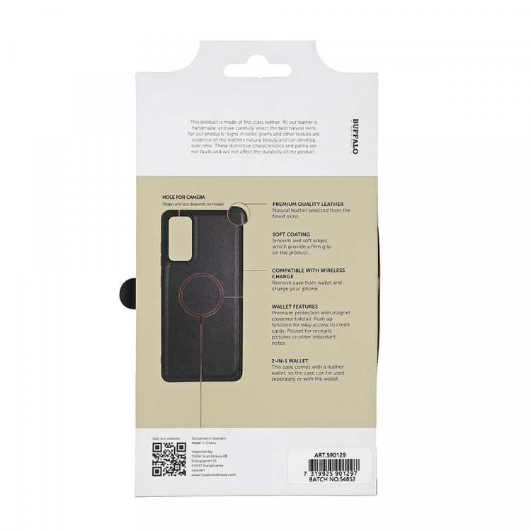 Buffalo 2in1 Wallet Leather 3 card Samsung S23 FE 5G Black Buffalo 2in1 Wallet Leather 3 card Samsung S23 FE 5G Black