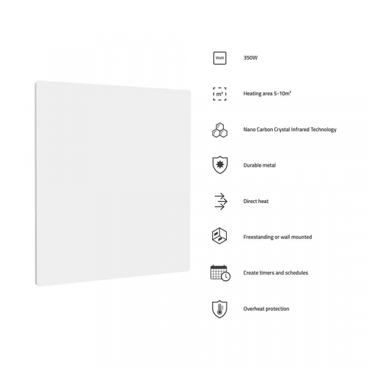 Hombli Smart Infrarød Varmelegeme Metal Panel 350w Hvid